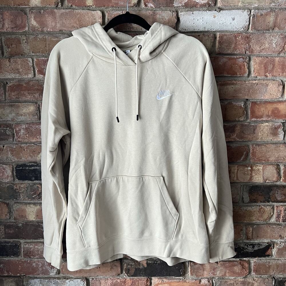 Nike Sportswear Club Fleece Pullover Hoodie Cream Sand Beige Women's XL